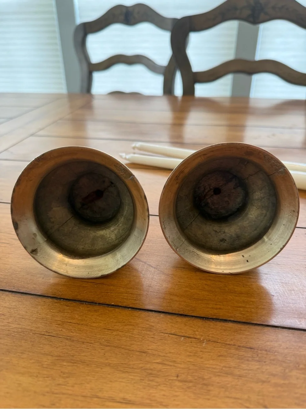 Vintage Heavy Brass Taper Candle Holders with Hollywood Regency Style - Set of 2